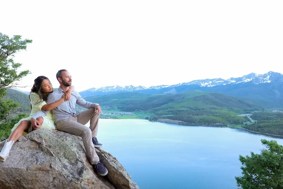 couple portrait proposal by sappire point mountain lake